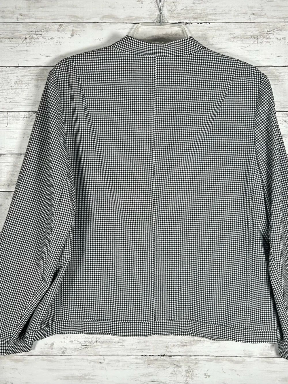Talbots Classic Refined Bomber Jacket Black White Checked 12W Petite